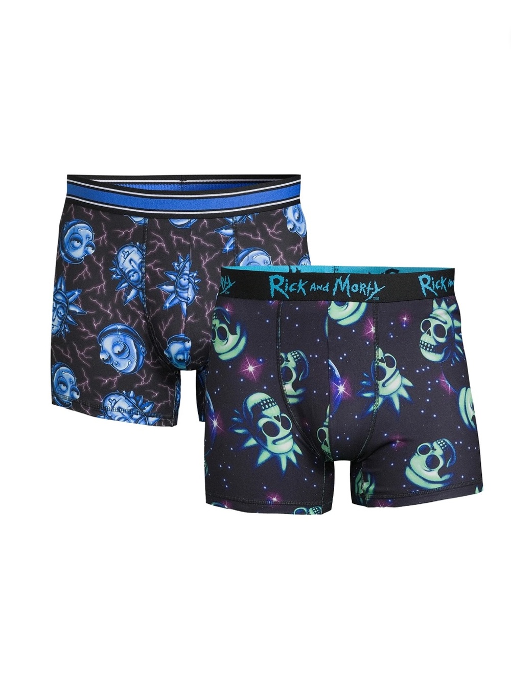 Rick and Morty Men's Black & Blue Graphic Boxer Briefs - 2 Pack